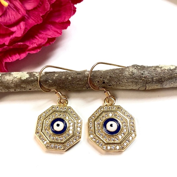 Evil Eye Earrings, Hamsa, Protection, Minimalist - Picture 7 of 12